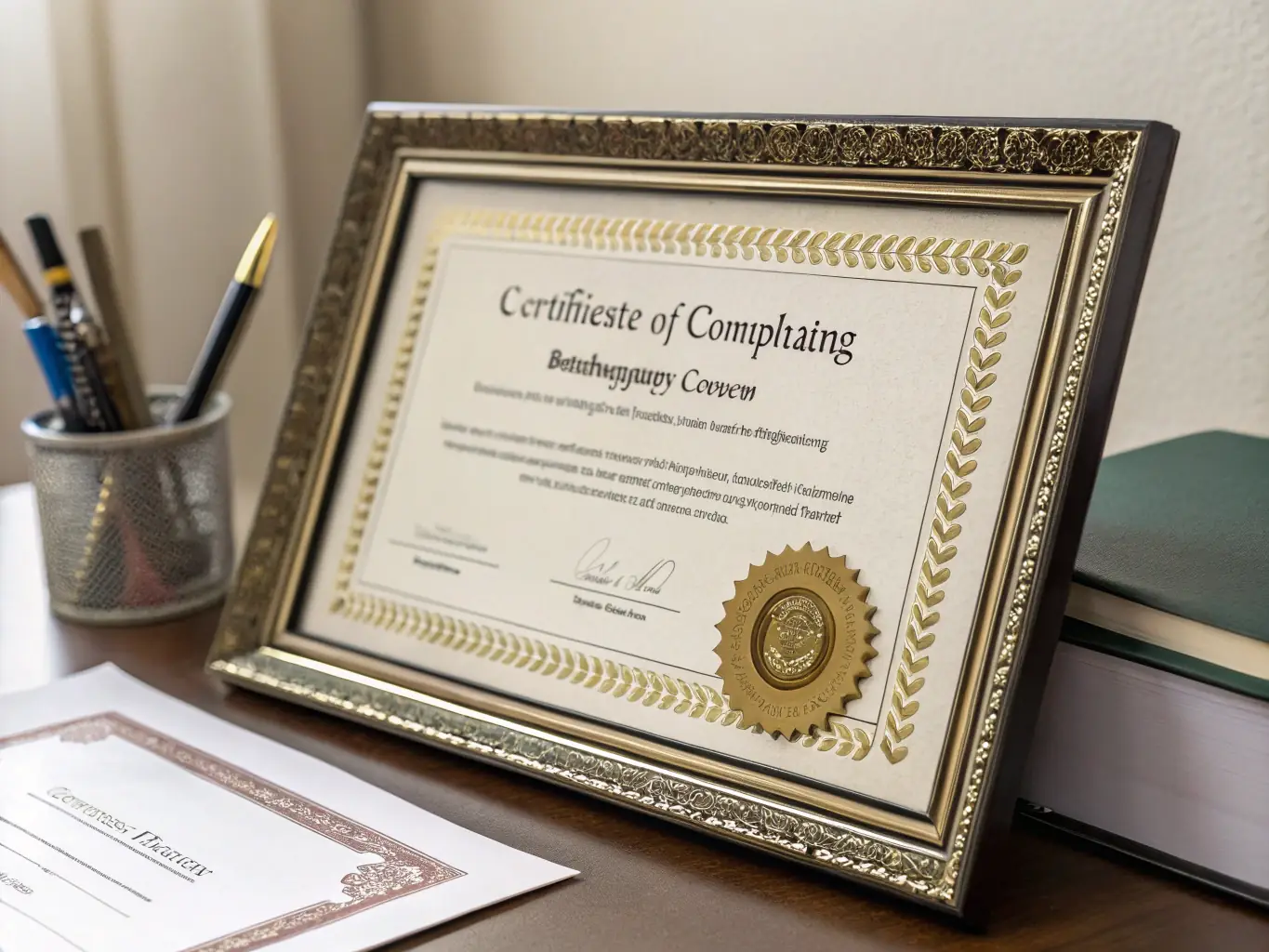 A graphic illustrating a certificate of completion, symbolizing the achievement of completing the training program.